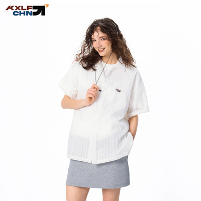 KXLFCHN空穴来风 日系复古短袖衬衫男女同款潮牌宽松半袖条纹上衣
