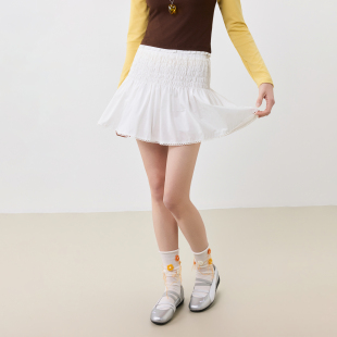 KXLFCHN空穴来风 春夏格子短裙宽松休闲复古百搭格纹褶皱短裙子女