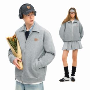 KXLFCHN空穴来风 潮牌复古空气层翻领夹克男春秋宽松拉链休闲外套