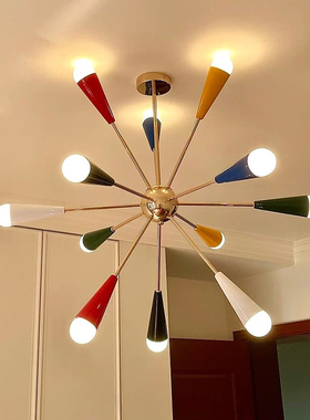 意大利Sputnik彩色烟花灯设计师款中古客厅餐厅包豪斯孟菲斯吊灯