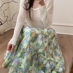 8903 26年夏韩系油画碎花A字半身裙C01 芭妮Bonnet