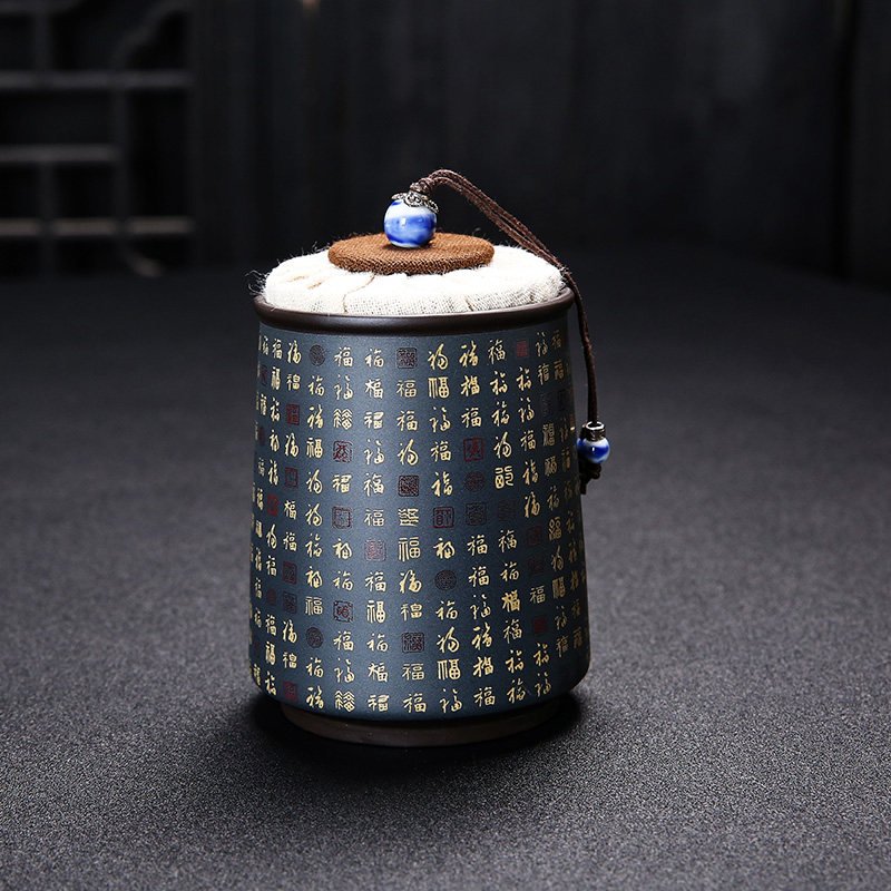 仿古原矿紫砂茶叶罐普洱茶罐子防潮密封储茶罐随身便携式小茶罐茶