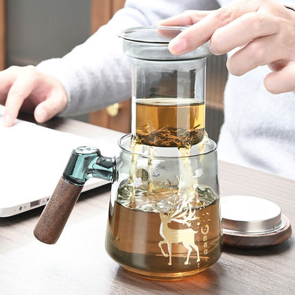 耐热玻璃茶杯茶水分离办公室过滤泡茶杯家用水杯男士简约个人杯子