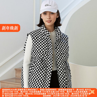 90白鸭绒潮流显瘦保暖抽绳棋盘格羽绒马甲 系列 丽新折扣女装 A艾