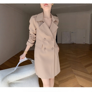 丽新折扣女装 年轻都市女性轻奢翻领双排扣风衣 P飘系列25秋冬新款