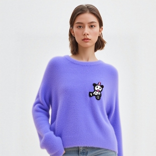 年轻都市女性仿水貂毛针织毛衣 系列25秋冬新款 丽新折扣女装 P飘