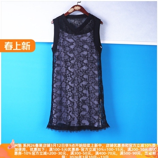 丽新折扣女装F番系列25夏装明快简洁亮丽甜美大方蕾丝连衣裙2件套