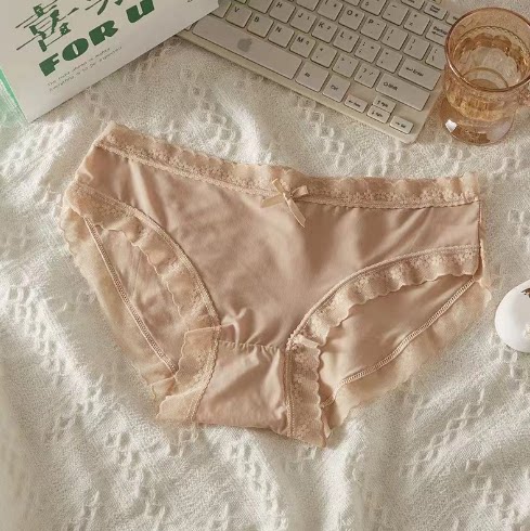 4新折扣新品奶油少女内裤纯色无痕速干蕾丝性感高档薄款面膜短裤4