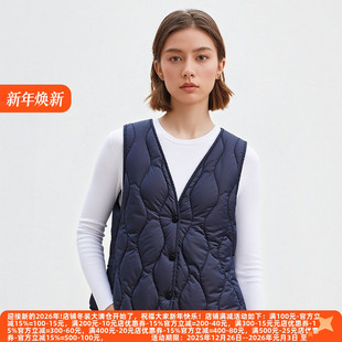 丽新折扣女装 系列90白鸭绒潮流显瘦百搭保暖V领轻薄羽绒马甲 A艾