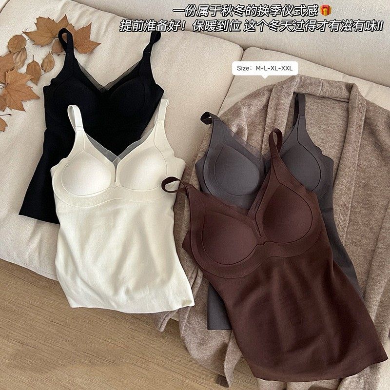 D丽新折扣 磨毛吊带版深V暖暖背心蓄热暖绒保暖修身打底衫带胸垫,女士内衣/男士内衣/家居服,保暖背心,淘宝优惠券,粉丝福利购,淘宝优惠卷