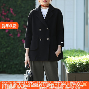 丽新折扣女装 高级感通勤有范双排扣双面呢大衣9008 C诚系列25冬装