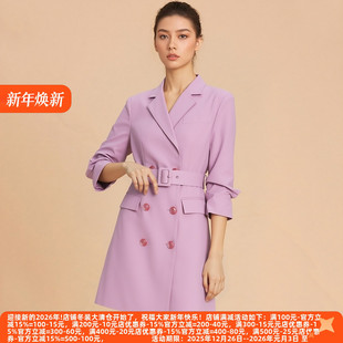 西装 丽新折扣女装 长款 年轻都市女性褶皱袖 外套 P飘系列25秋冬新款