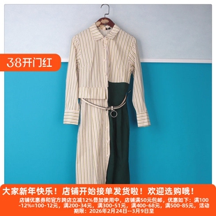 丽新折扣女装 番 系列 23年春装新生代率真崇尚竖条衬衫式连衣裙