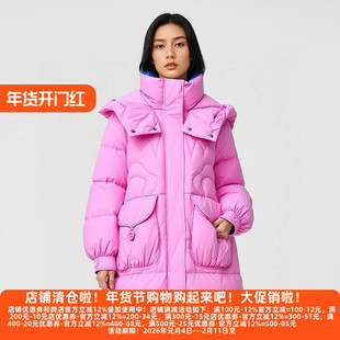 丽新折扣女装 九天 系列 欧货冬装高品质连帽慵懒风中长款羽绒服