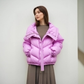 新款 丽新折扣女装 F法系列25冬装 休闲白鸭绒大翻领休闲宽松羽绒服