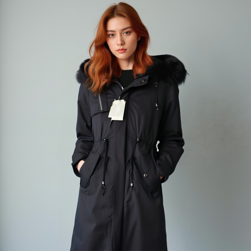 皮草派克服可拆卸皮毛兔毛内衬