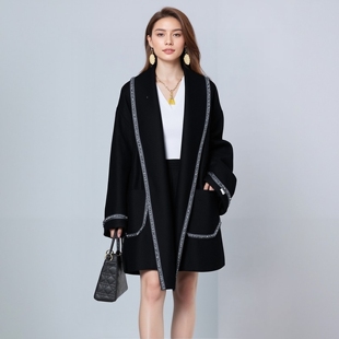 双面呢大衣 高级感通勤有范儿镶钻卷袖 丽新折扣女装 C诚系列25冬装