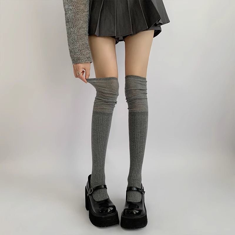 D丽新折扣 拼接麻花小腿袜子过膝长筒袜美拉德jk白色长靴袜套堆堆