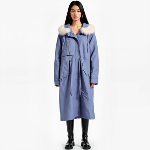 兔毛内胆皮草抽绳长款 系列25冬装 连帽派克服 Y鹰 丽新折扣女装