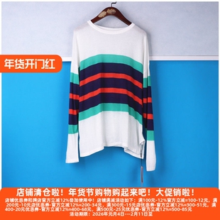 丽新折扣女装KK2 系列减龄软糯套头舒适薄款针织衫横条纹个性毛衫