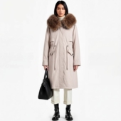 丽新折扣女装 派克服 兔毛内胆皮草抽绳收腰长款 Y鹰 系列25冬装