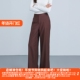 高端竖条纹阔腿休闲长裤 丽新折扣女装 25春装 老品牌大码 M魅 系列
