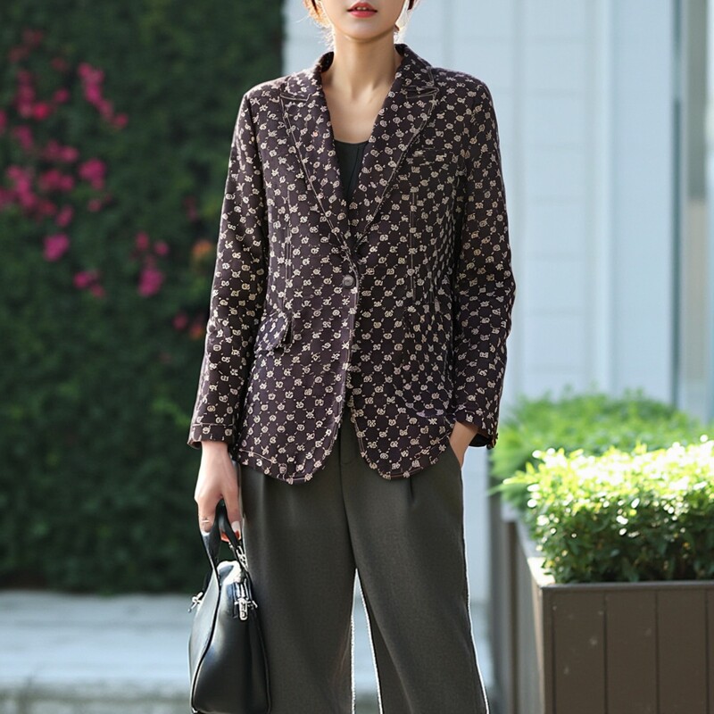 丽新折扣女装 M魅 系列 25春装魅力老品牌大码高端字母西装外套