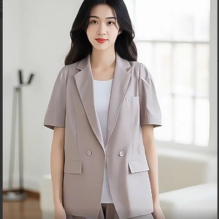 丽新折扣女装 X笑系列 25夏装独特轻松明快风格翻领短袖西装外套