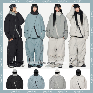 2526GAFH韩国滑雪服单板双板男女款 上衣 防水防风宽松肥大连帽开衫