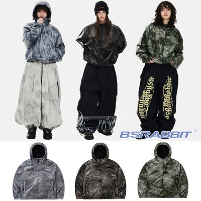 2526BSRABBIT韩国滑雪服单板双板男女防水风连帽纯色上衣收腿裤