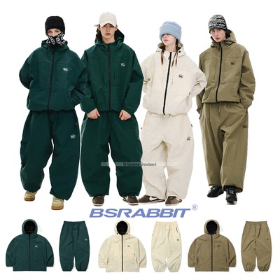 2526BSRABBIT韩国滑雪服单板双板男女款防水防风宽松连帽上衣裤