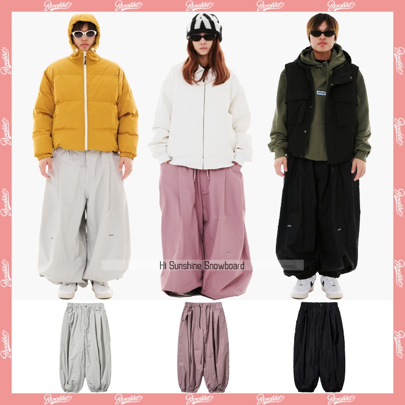 2425BSRABBIT韩国滑雪裤单板双板男女防水风宽松束脚长裤