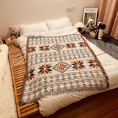 民族风露营小毯子床上用几何休闲毛毯办公室午睡盖毯针织流苏线毯