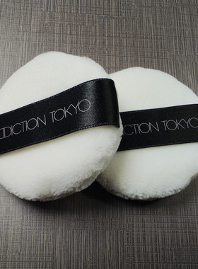 现货，日本ADDICTION TOKYO真丝美妆蛋散粉扑圆形毛绒海绵粉扑