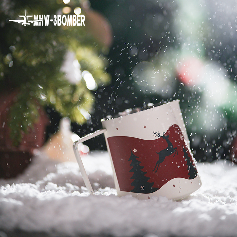 MHW-3BOMBER轰炸机拉花缸圣诞礼物限定版咖啡拉花杯600ml原创手绘