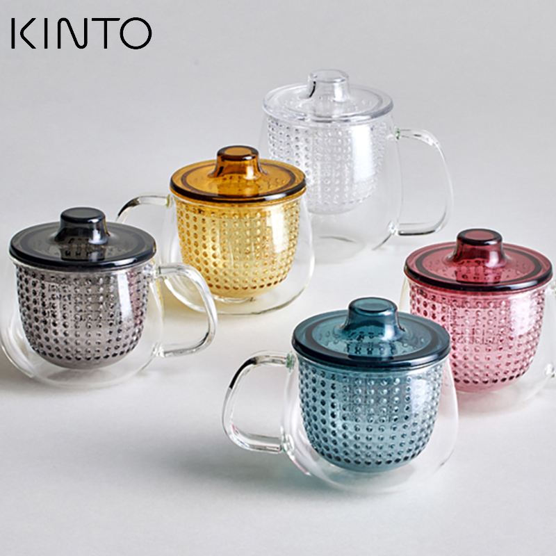 正品日本KINTO UNIMUG 花茶杯隔热玻璃杯过滤茶杯耐高温茶壶水杯