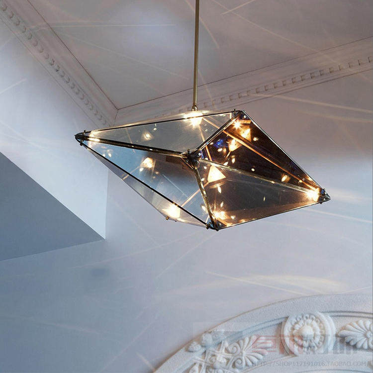 北欧后现代复古工业风灯饰高端奢华玻璃酒店会所展厅创意钻石吊灯