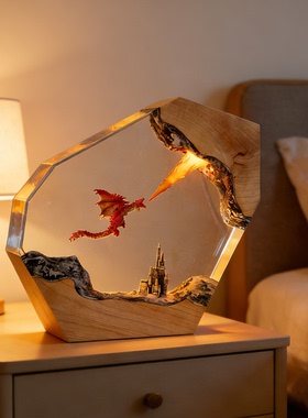 玄幻魔戒双飞龙城堡氛围灯摆件