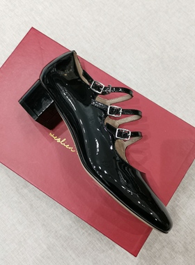 weslien rowe 三袢带搭扣牛皮显白赫本鞋浅口玛丽珍鞋