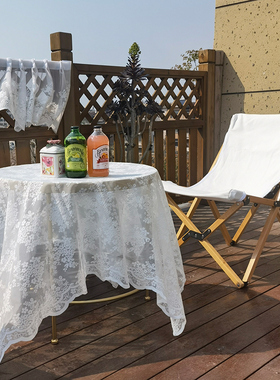 法式白色蕾丝桌布高级感北欧台布圆桌盖布长方形绣花纱盖巾茶几