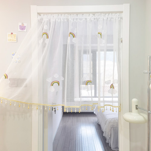 惠吉美梦纱帘免打孔整片半遮光