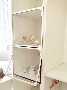 储物柜遮挡帘隔断帘透明书柜防尘帘磁吸自装门帘磁铁免打孔高级感