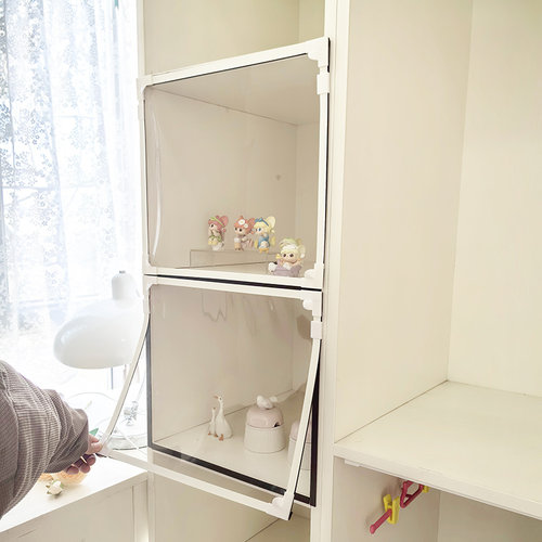 储物柜遮挡帘透明书柜防尘帘