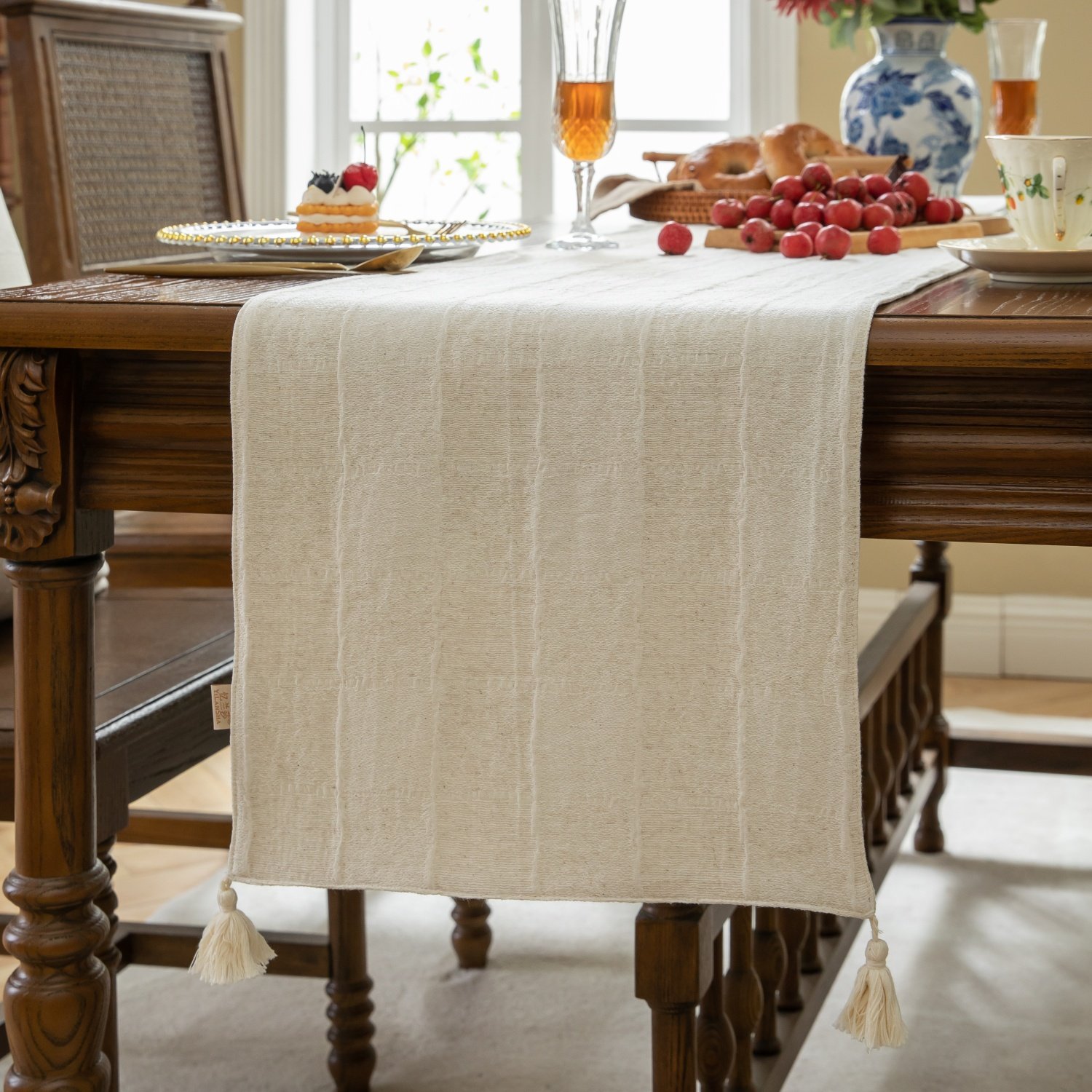 棉麻肌理感自然风桌旗