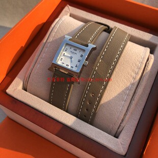 网红款H系列手表大象灰双层缠绕式两圈长表带荔枝纹真皮表带H女表