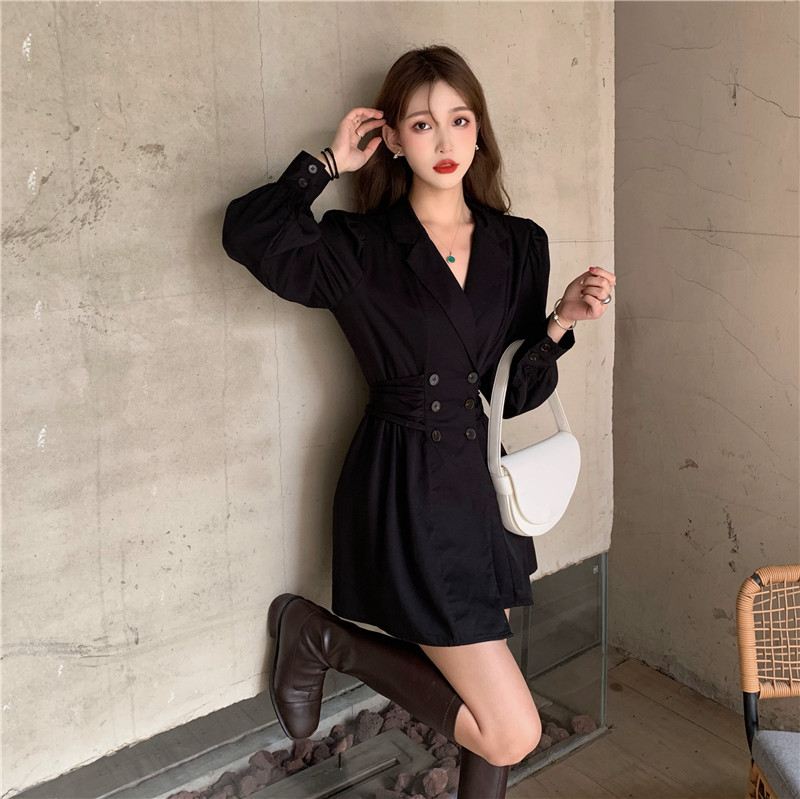 Take the real price take the waist show thin bandage bow windbreaker suit dress