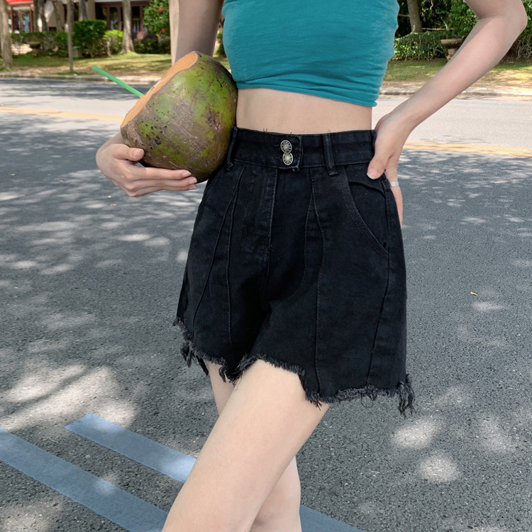 大码胖mm胯大腿粗的裤子女阔腿热裤夏季薄款高腰显瘦休闲牛仔短裤