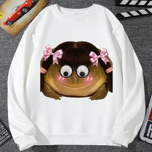 丑萌青蛙头像加绒卫衣男外套女恶搞蛙蛙表情包抽象癞蛤蟆发型学生