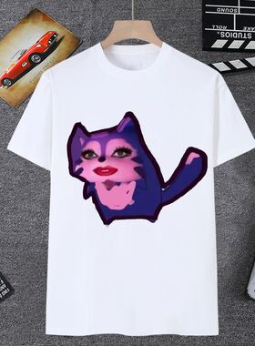 恶搞抽象胖猫表情包短袖男t恤女梦奇奶龙cp贝利亚烈焰红唇学生装