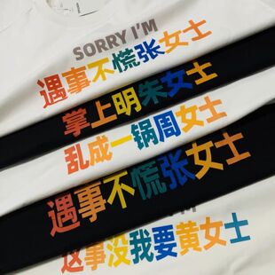一百个达不刘女士趣味创意姓氏定制diy男女通勤宽松夏季新短袖t恤